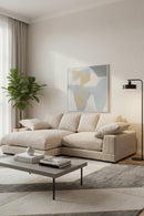 Hospitality furniture - White Ribbed Fabric Sectional Sofa - www.oroatrade.com