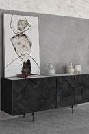 Contract furniture - Carved Black Mango Wood Sideboard - www.oroatrade.com