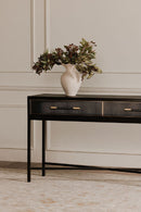 Black Vegan Leather Console Table | Novi Living Mako | Oroa.com
