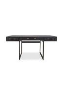 Black Vegan Leather 3-Drawer Desk | Novi Living Mako | Oroa.com