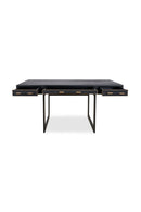 Black Vegan Leather 3-Drawer Desk | Novi Living Mako | Oroa.com