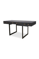 Black Vegan Leather 3-Drawer Desk | Novi Living Mako | Oroa.com