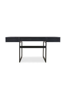 Black Vegan Leather 3-Drawer Desk | Novi Living Mako | Oroa.com