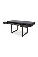 Black Vegan Leather 3-Drawer Desk | Novi Living Mako | Oroa.com