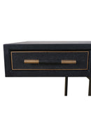 Black Vegan Leather 3-Drawer Desk | Novi Living Mako | Oroa.com
