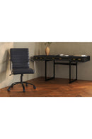Black Vegan Leather 3-Drawer Desk | Novi Living Mako | Oroa.com