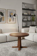Contract furniture - Brown Pine Pedestal Coffee Table - www.oroatrade.com