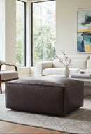 Hospitality furniture - Brown Leather Square Ottoman - www.oroatrade.com