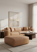 Hospitality furniture - Tan Leather Square Ottoman - www.oroatrade.com