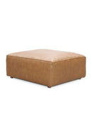 Hospitality furniture - Tan Leather Square Ottoman - www.oroatrade.com
