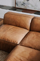 Hospitality furniture - Tan Leather Square Ottoman - www.oroatrade.com