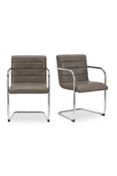 Cantilevered Brown Leather Dining Chairs (2) | Novi Living Pedro | Oroatrade.com