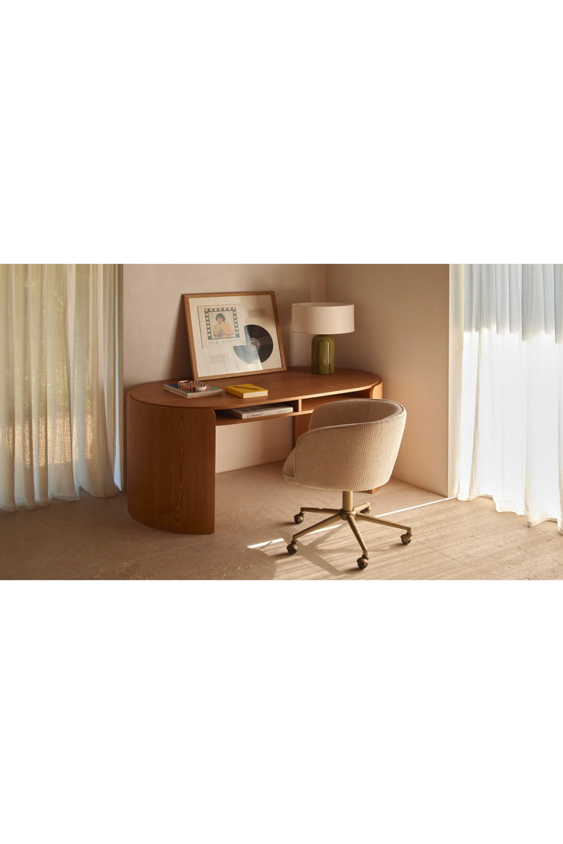 Oval Wood 2-Drawer Desk | NV Gallery Elipse | Oroatrade.com