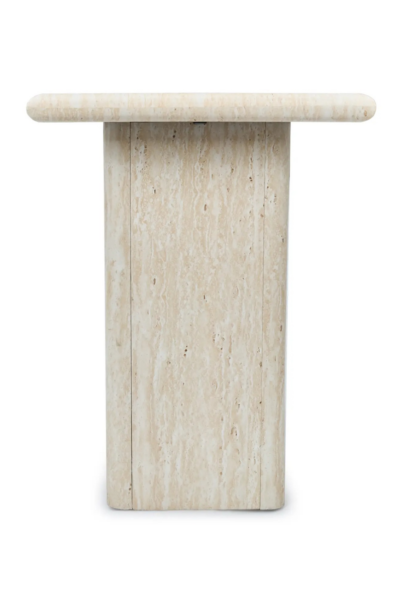 Layered Base Travertine Side Table | NV Gallery Artemis | Oroatrade.com