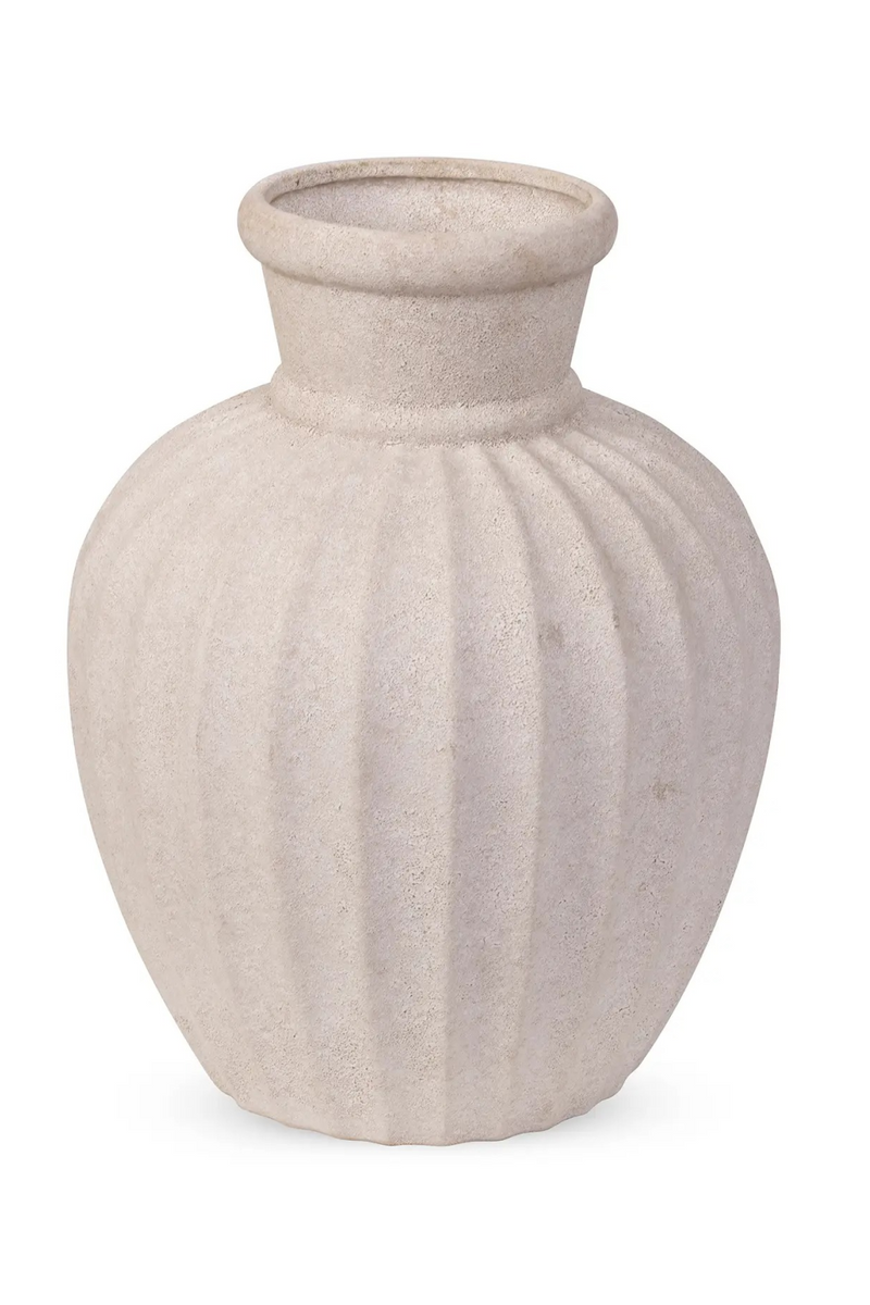 Taupe Ceramic Reeded Vase | NV Gallery Amelia | Oroatrade.com