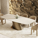 Travertine-Look Finish Dining Table | OROA Modern Kiefer
