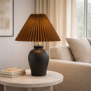 Modern European furniture - Brown Linen Pleated Table Lamp - www.oroatrade.com