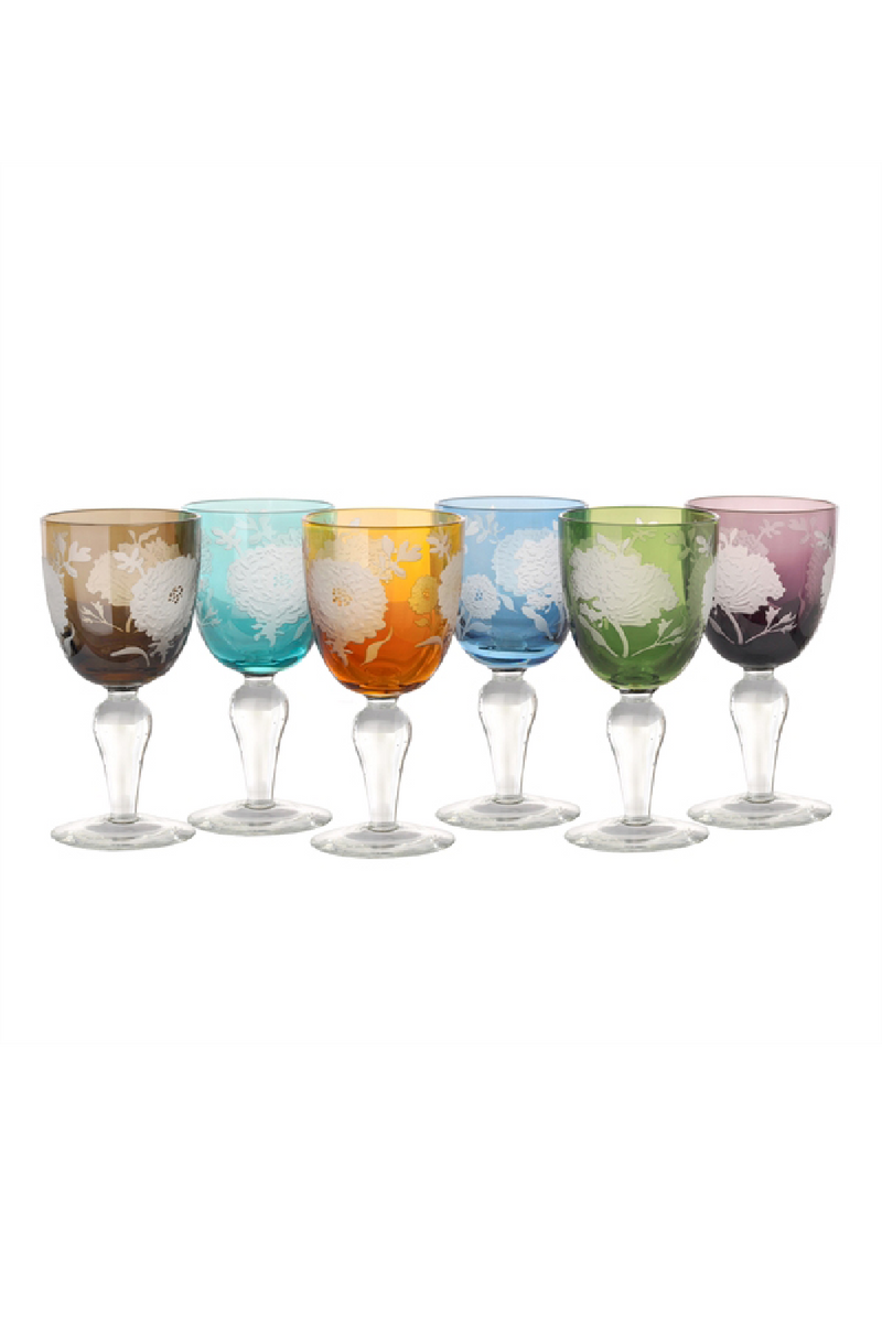 Sandblasted Multi-Colored Wine Glass | Pols Potten Peony | Oroatrade.com