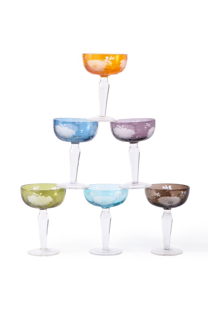 Sandblasted Multi-Colored Coupe Glass | Pols Potten Peony | Oroatrade.com