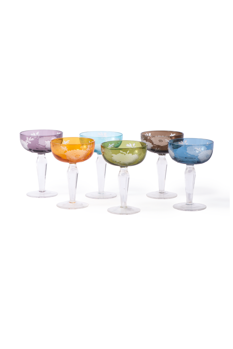 Sandblasted Multi-Colored Coupe Glass | Pols Potten Peony | Oroatrade.com