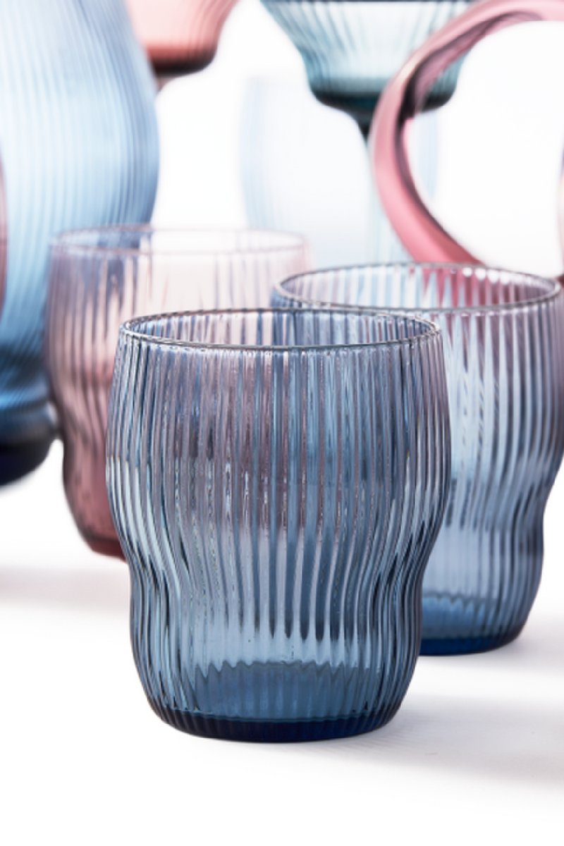 Blue Ridged Glass Tumbler | Pols Potten Pum