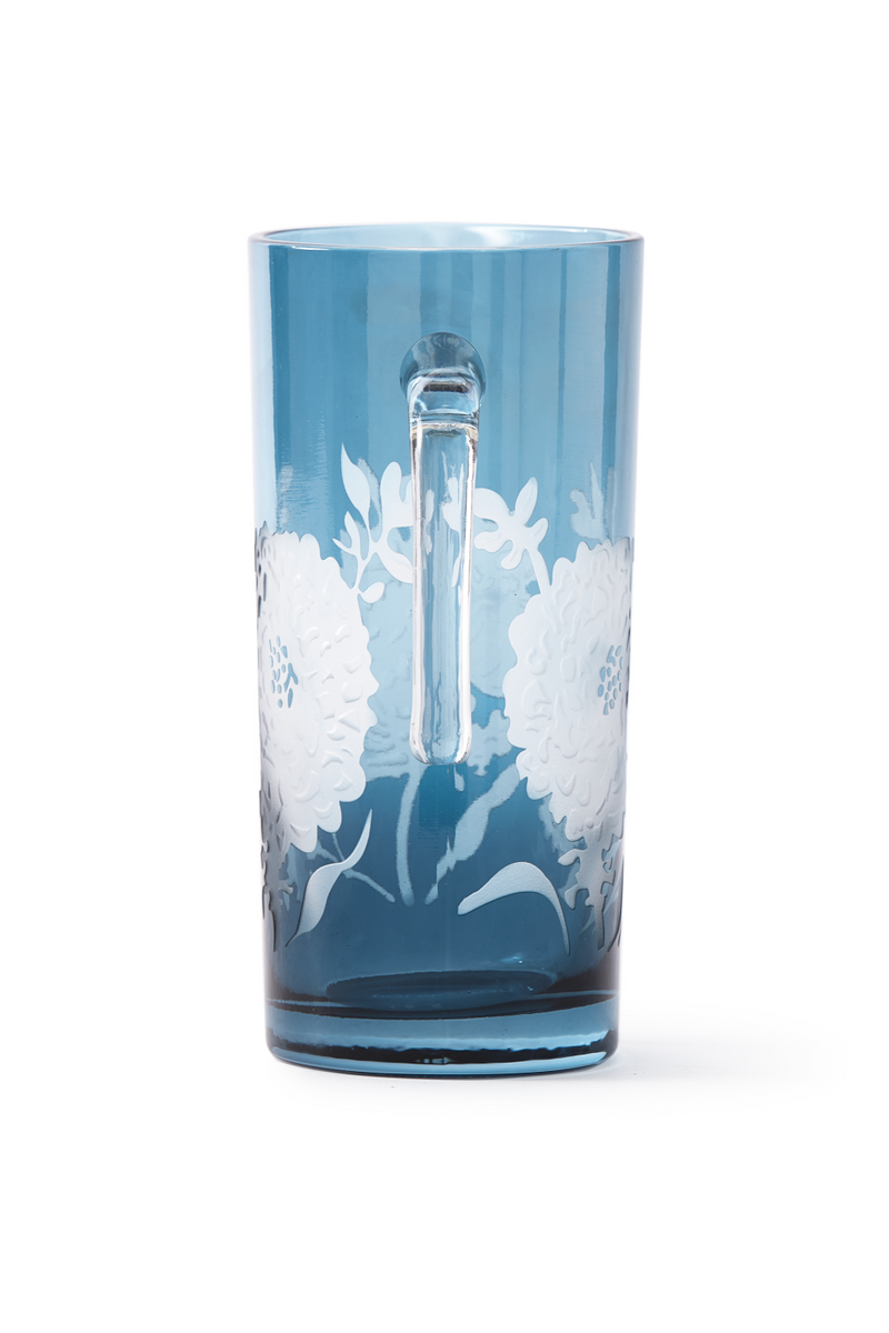 Floral Patterned Blue Glass Pitcher | Pols Potten Peony | Oroatrade.com