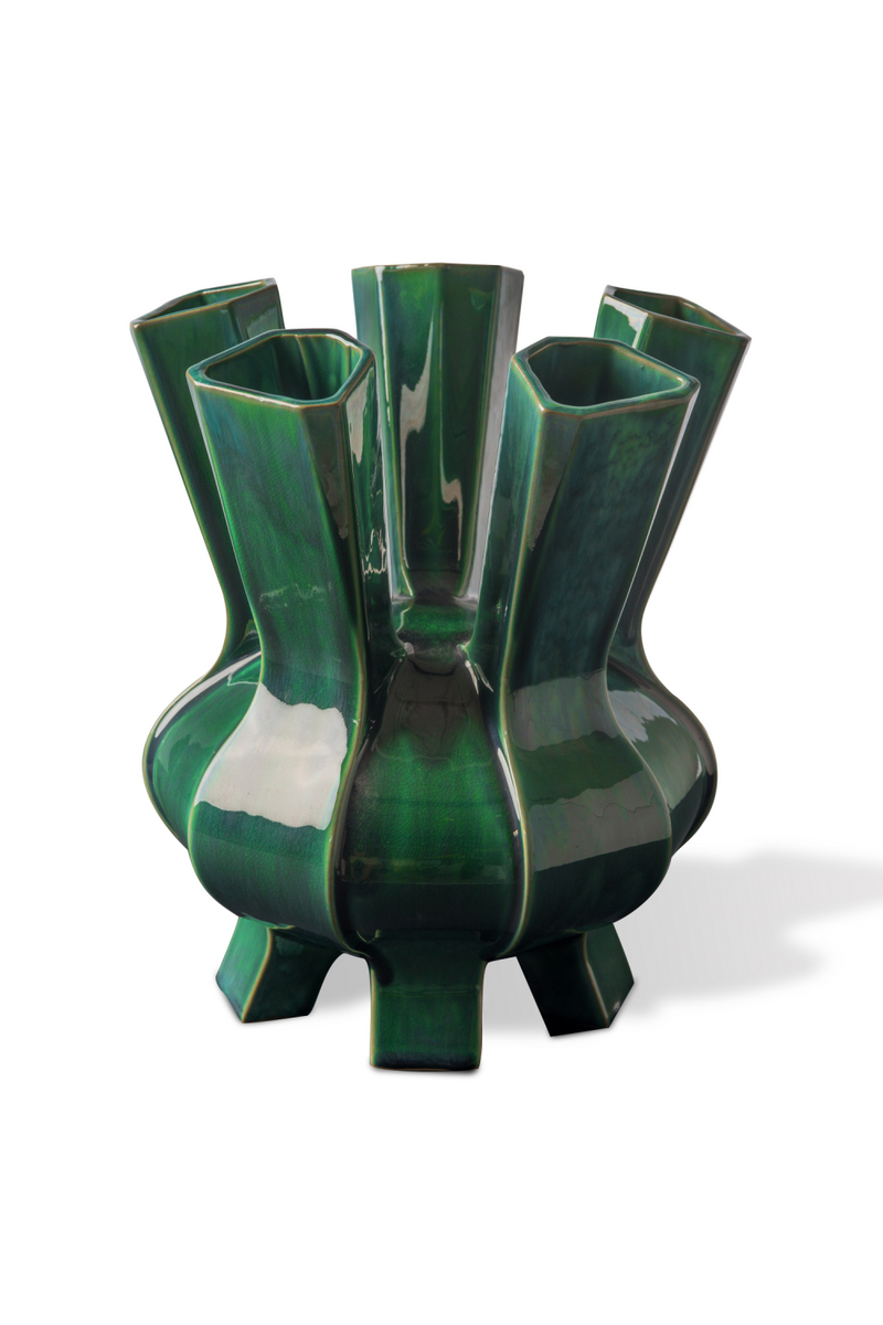 Dark Green Porcelain Vase | Pols Potten Puyi | Oroatrade.com