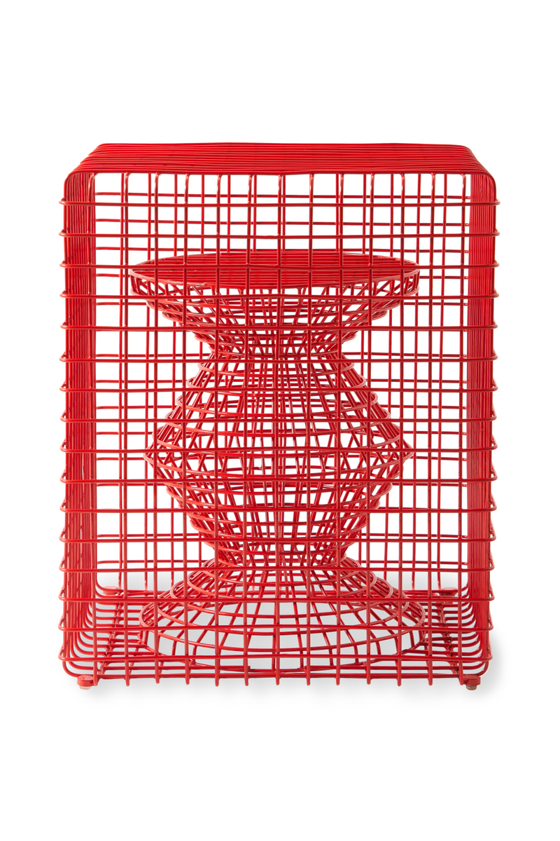 Red Metal Wire Stool | Pols Potten Zig Zag | Oroatrade.com