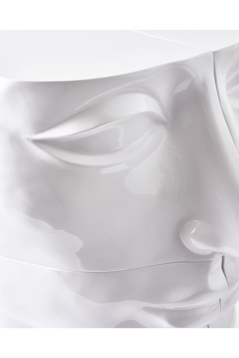 White Sculptural Chin Coffee Table | Pols Potten Head Left | Oroatrade.com