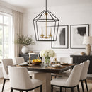 Contract furniture - Geometrical Black Framed 4-Light Chandelier - www.oroatrade.com