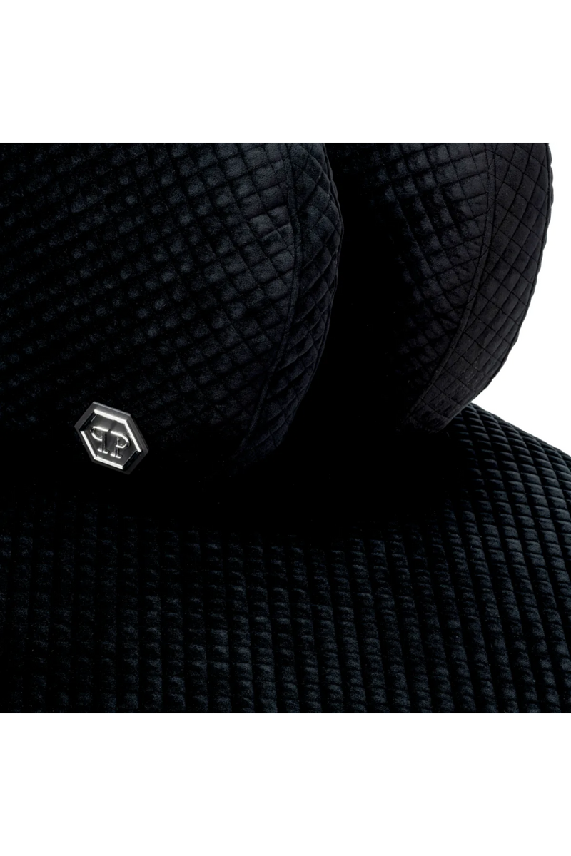 Black L-Shaped Velvet Sofa | Philipp Plein Signature Lounge | Oroatrade.com