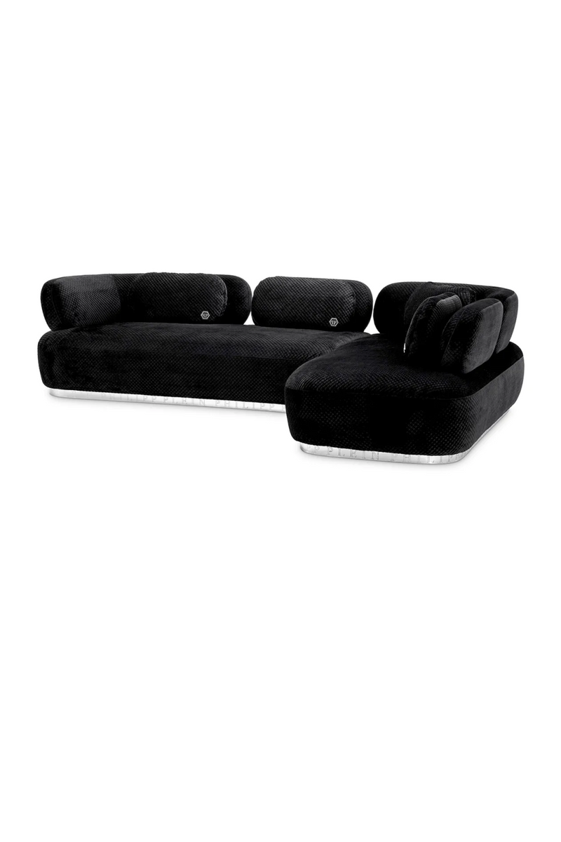 Black L-Shaped Velvet Sofa | Philipp Plein Signature Lounge | Oroatrade.com