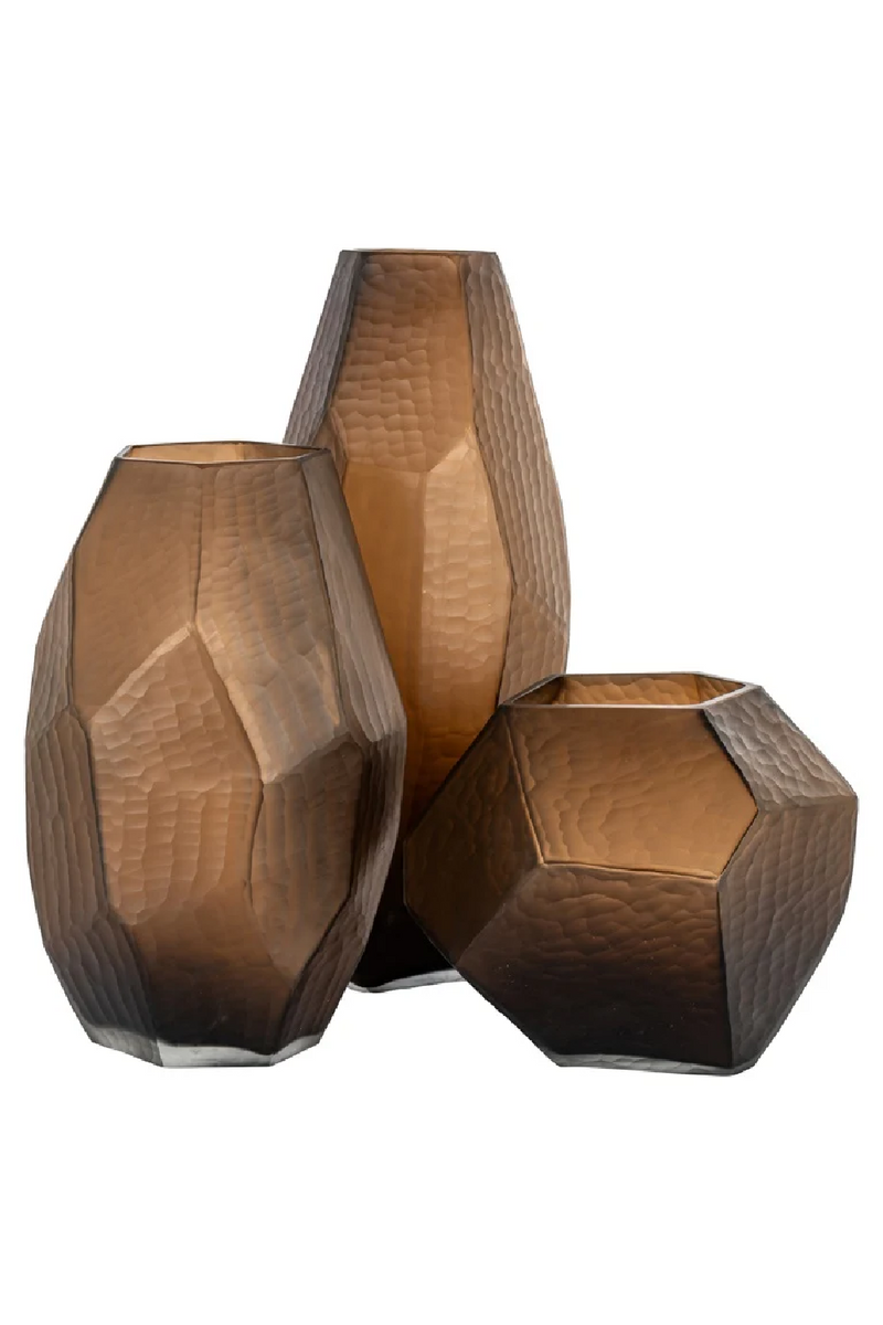 Amber Glass Faceted Vase | OROA Sadie | Oroatrade.com