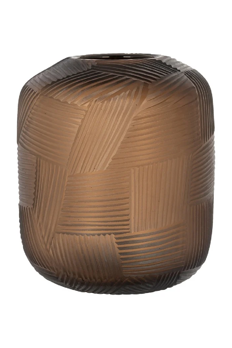 Amber Glass Ridged Vase | OROA Lea | Oroatrade.com