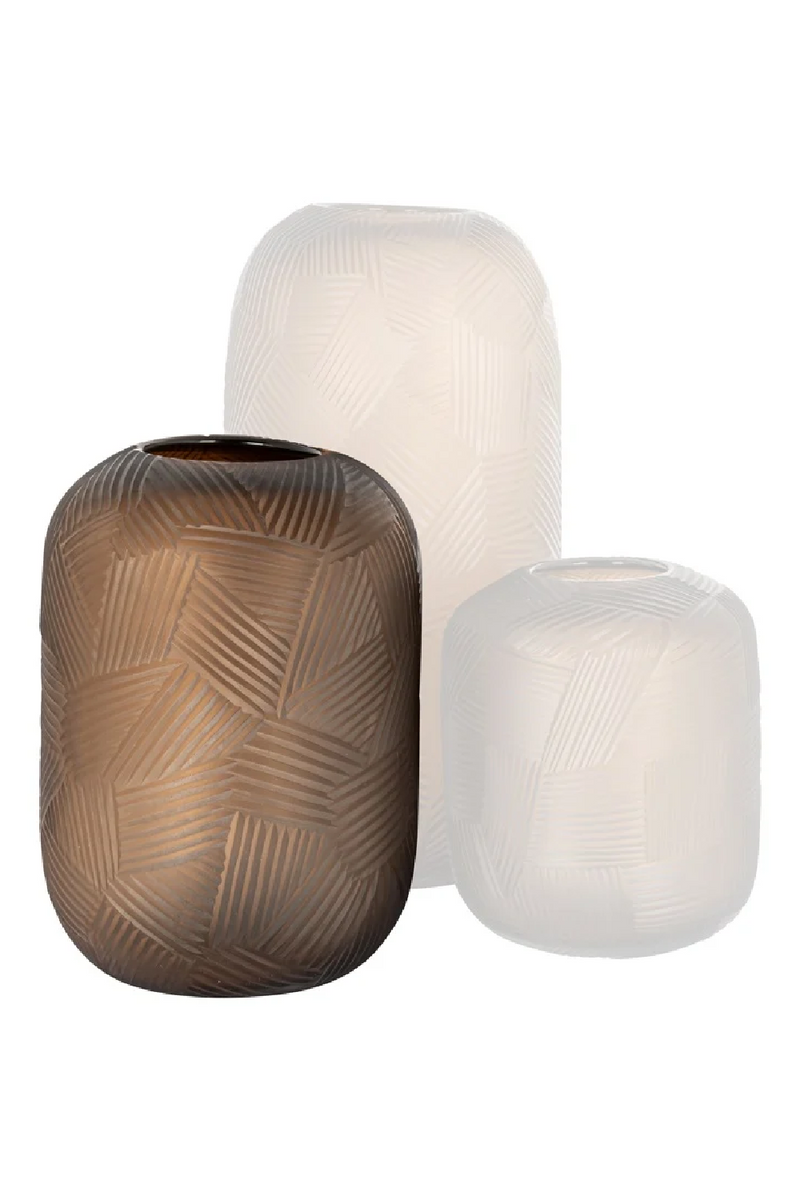 Amber Glass Ridged Vase | OROA Lea | Oroatrade.com