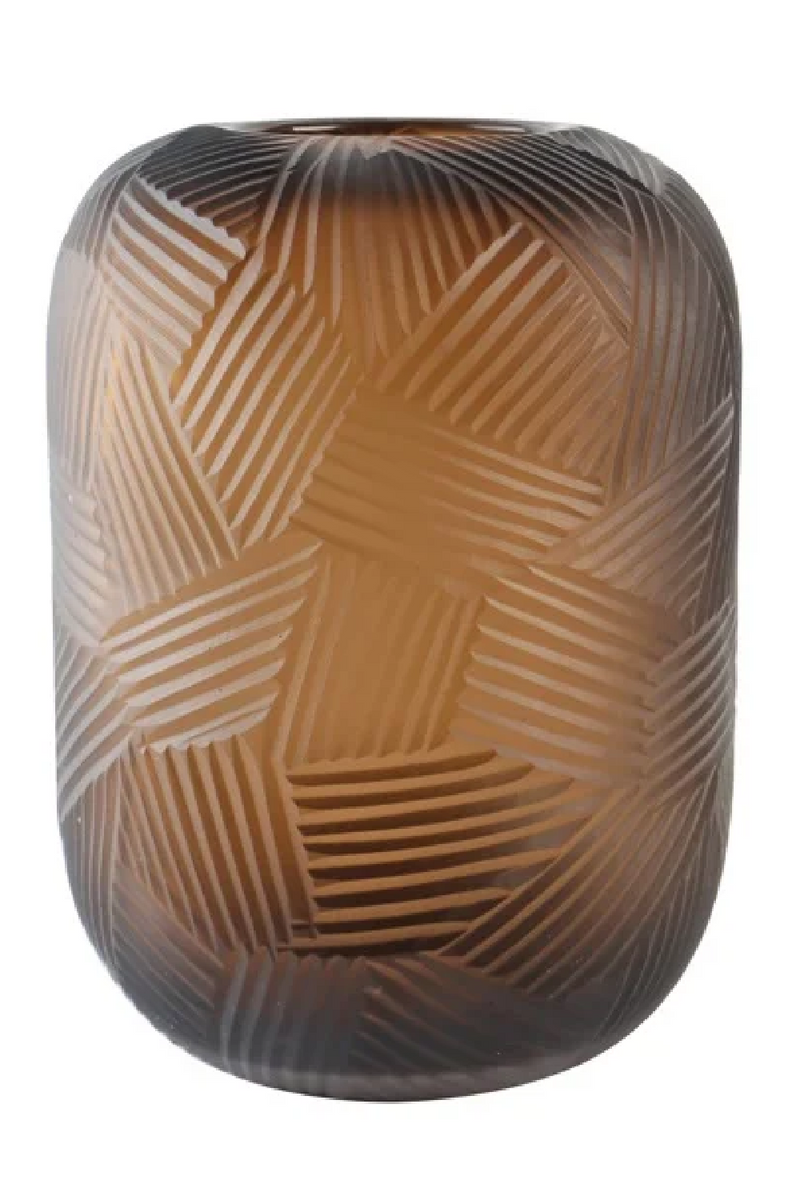 Amber Glass Ridged Vase | OROA Lea | Oroatrade.com