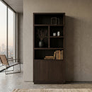 Black Wooden 2-Door Bookcase | Richmond Interiors Oakura