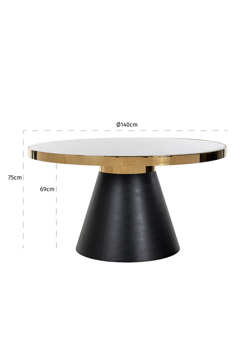 Gold Framed Marble Pedestal Dining Table | OROA Odin | OROATRADE.com