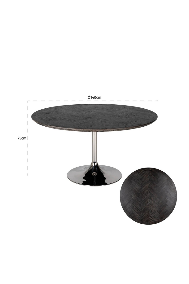 Round Wooden Silver Pedestal Dining Table | OROA Blackbone | OROATRADE.com