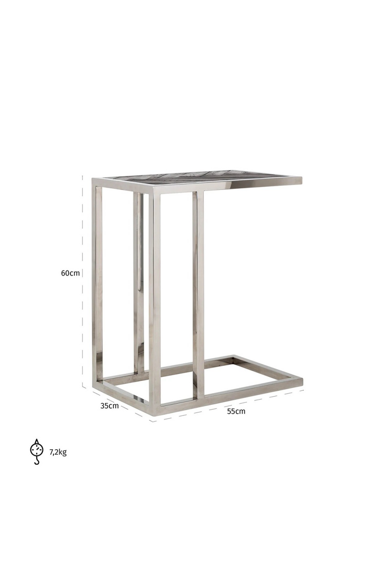 Silver Framed Wooden Side Table | OROA Blackbone | Oroatrade.com