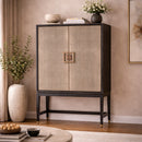 Wood Framed Leather Bar Cabinet | Richmond Interiors Bloomingville
