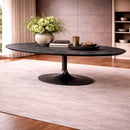 Oval Black Oak Pedestal Dining Table | Richmond Interiors Blax