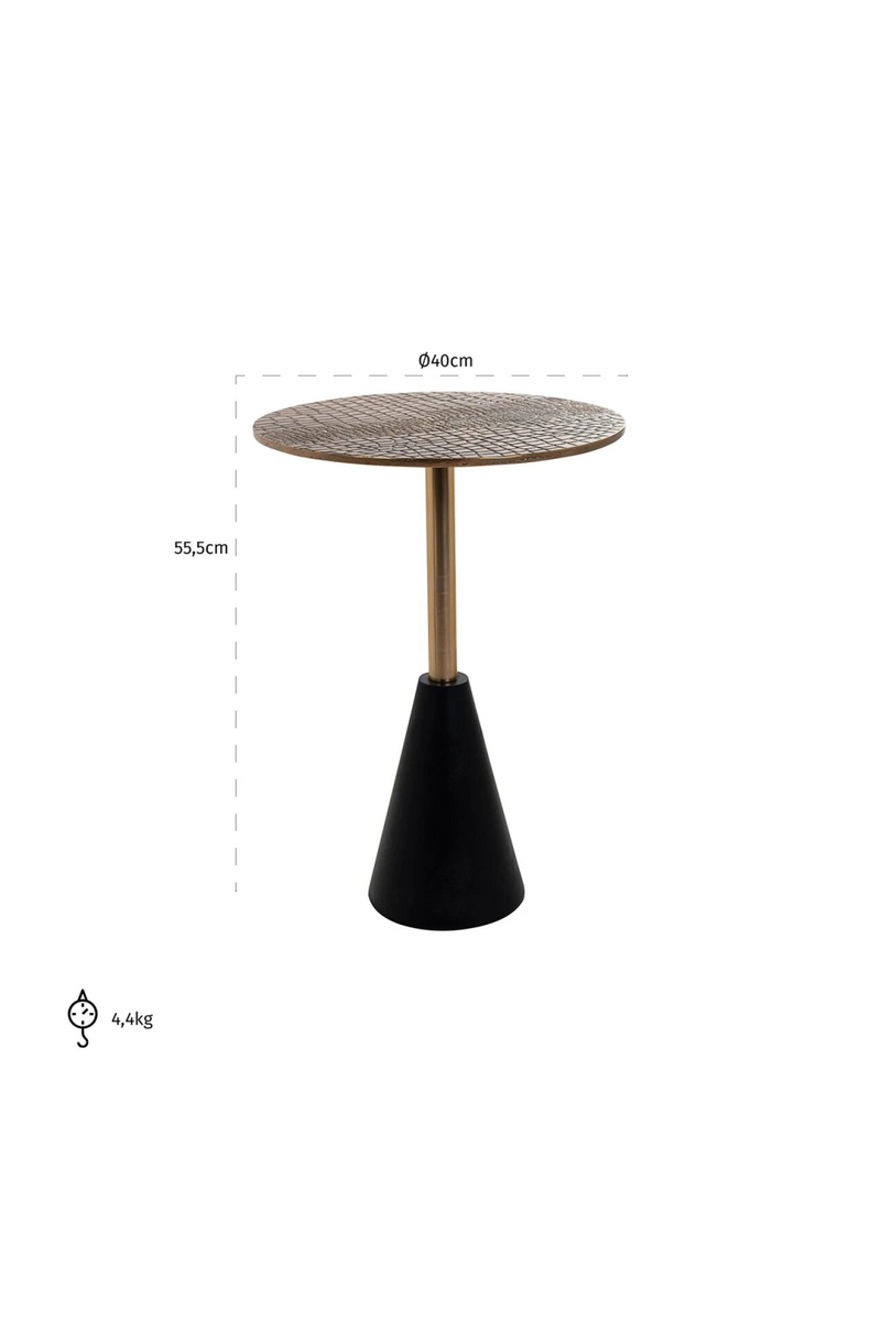 Golden Aluminum Pedestal Side Table M | OROA Cobra | OROATRADE.com