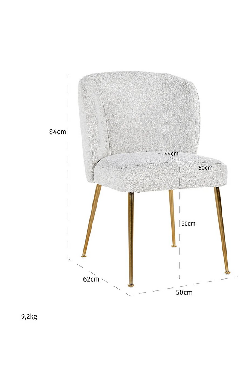Brushed Gold Leg White Boucle Chair | OROA Cannon | OROATRADE.com