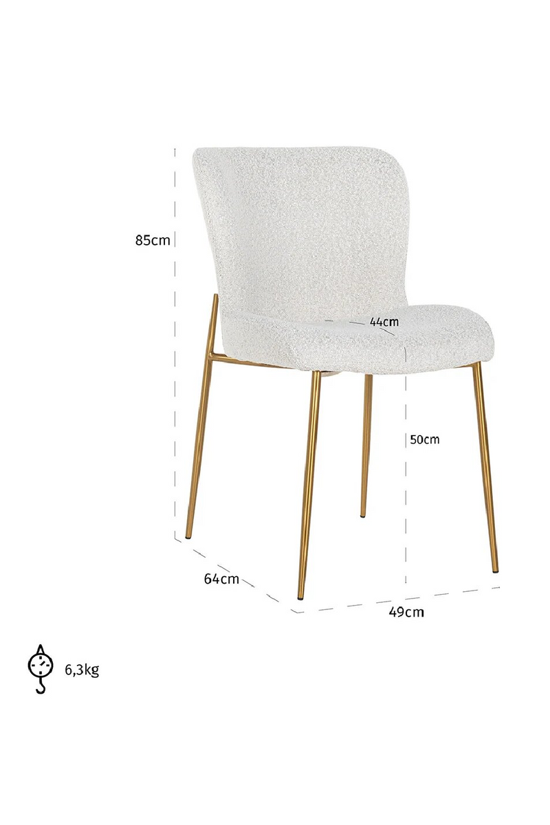 White Bouclé Contemporary Dining Chair | OROA Odessa | OROATRADE.com