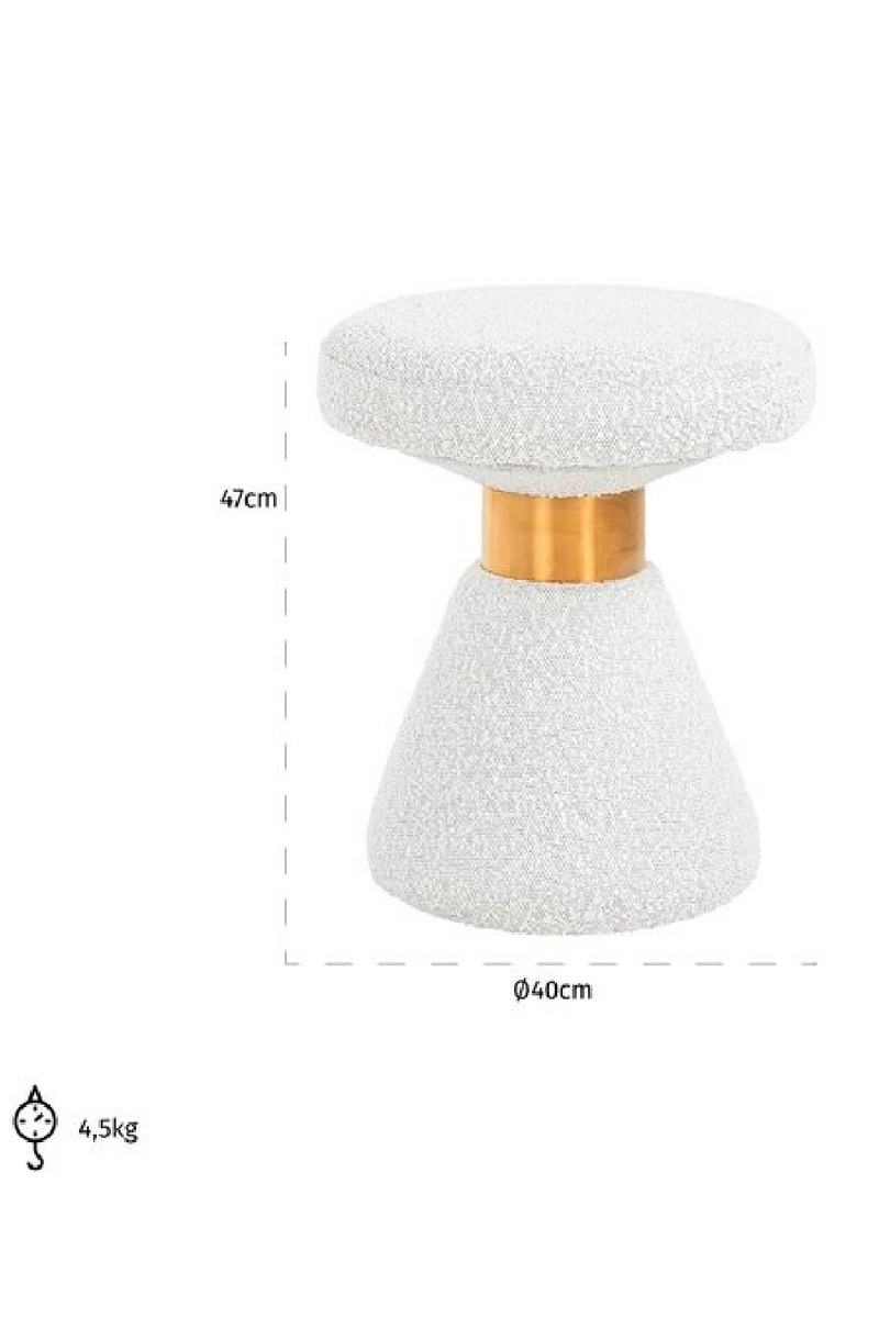 White Bouclé Hourglass Pouf | OROA Tribe | OROATRADE.com