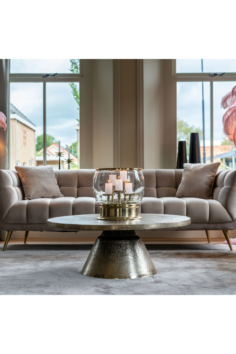 Khaki Velvet Channel Stitched Sofa | OROA Huxley | OROATRADE.com