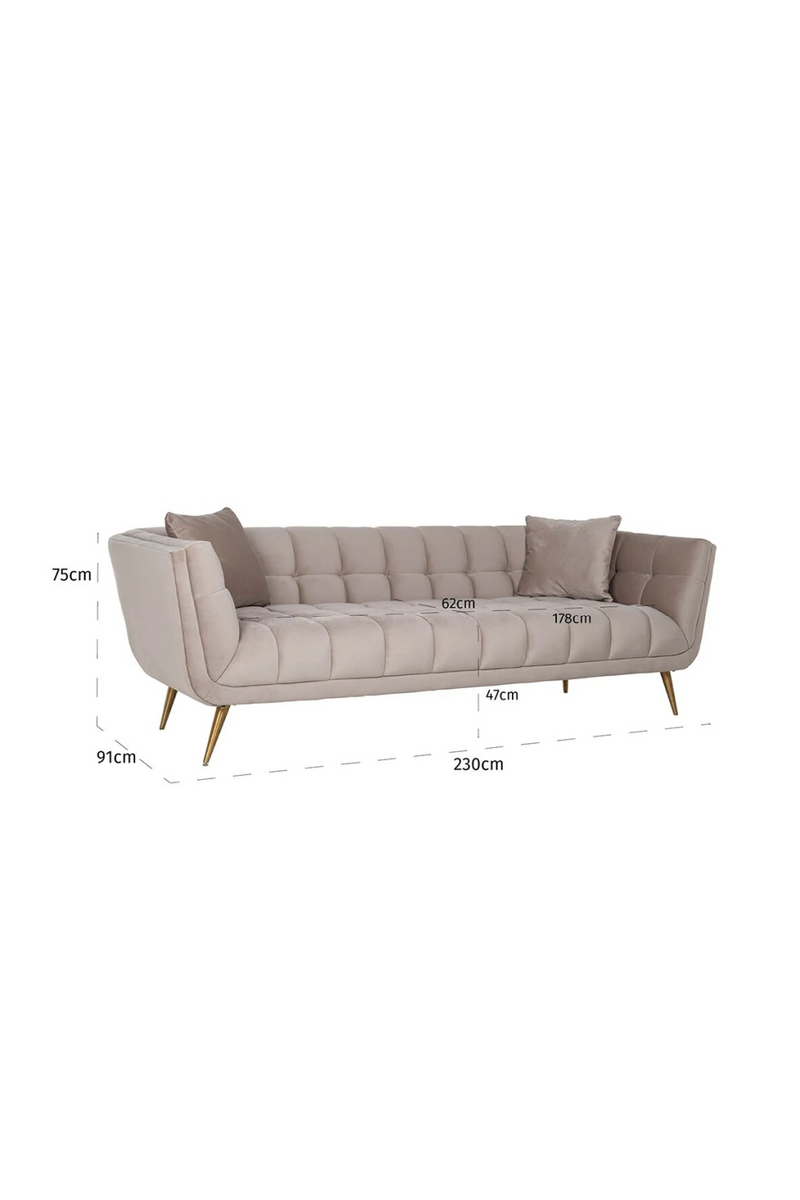 Khaki Velvet Channel Stitched Sofa | OROA Huxley | OROATRADE.com