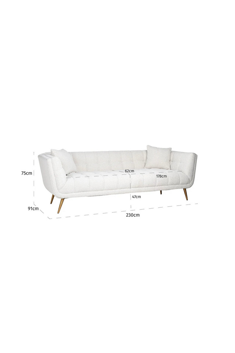 White Bouclé Channel Stitched Sofa | OROA Huxley | OROATRADE.com