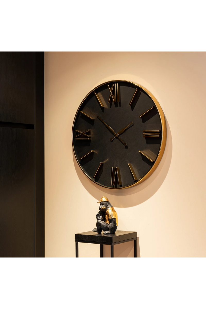 Gold Framed Black Dial Clock | OROA Lyem | Oroatrade.com